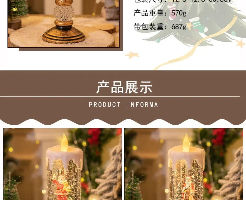 Christmas Decorations Candles Christmas Crystal Snow Lights Children's Birthday Christmas Gifts Scene Layout Holiday Decoration