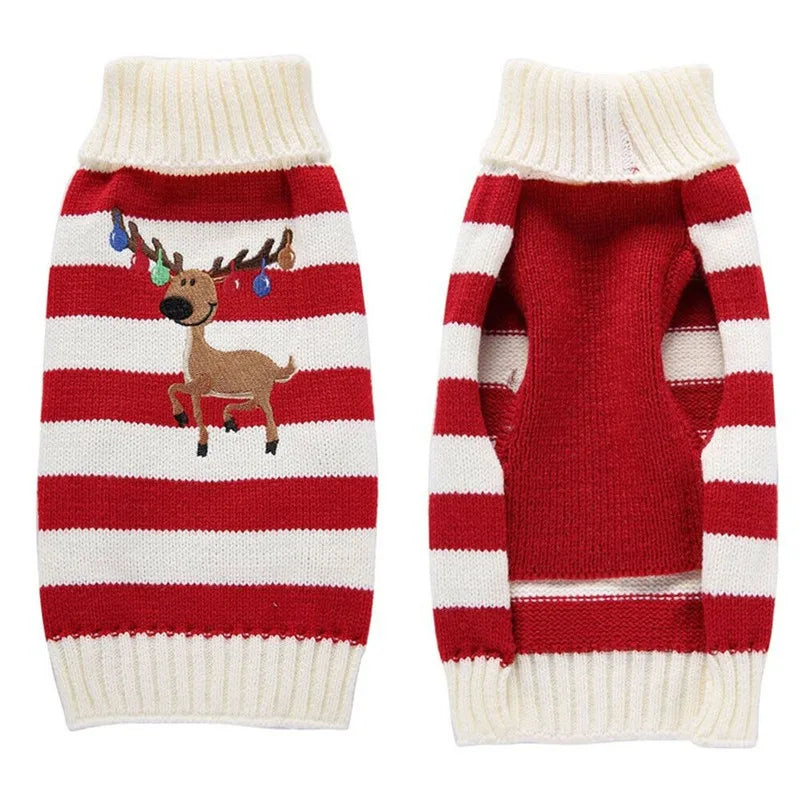 Cute Cartoon Reindeer Sweater for Pets Warm Costume Christmas Dog Sweater Puppy and Cat Jumper Knitwears Winter Dog Clothes