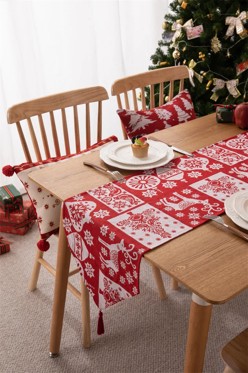Christmas Table Runner Soft Durable Seasonal Winter Xmas Holiday Kitchen Dining Table Decoration for Indoor Outdoor Home Party