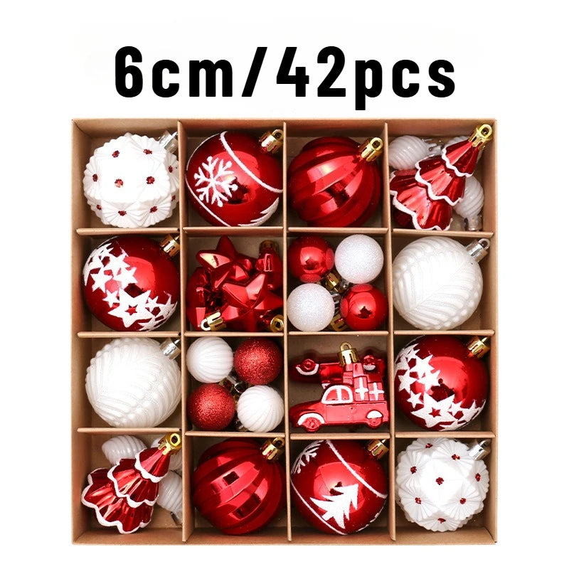 42pcs/16pcs Xmas Gift Christmas Ball Set Unique Shaped Painted Christmas Tree Ornaments Reindeer Decorative Hanging Ornaments
