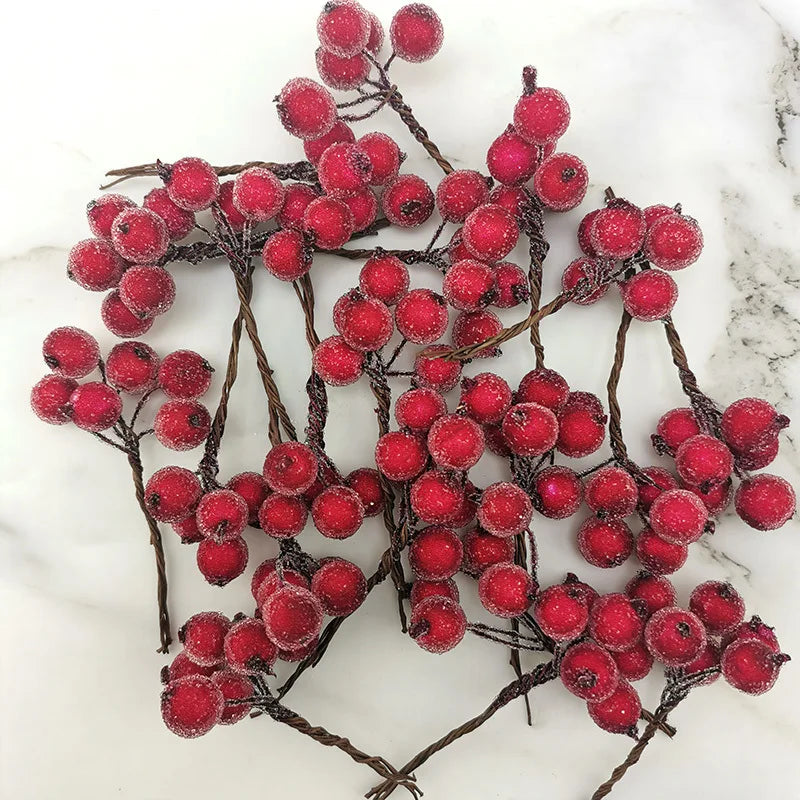 (10pcs/pack) 4 * 7cm Christmas Berry Flower Bundle Crystal Berry Imitation Fruit Xmas Tree Decoration Wedding Decoration Wreath