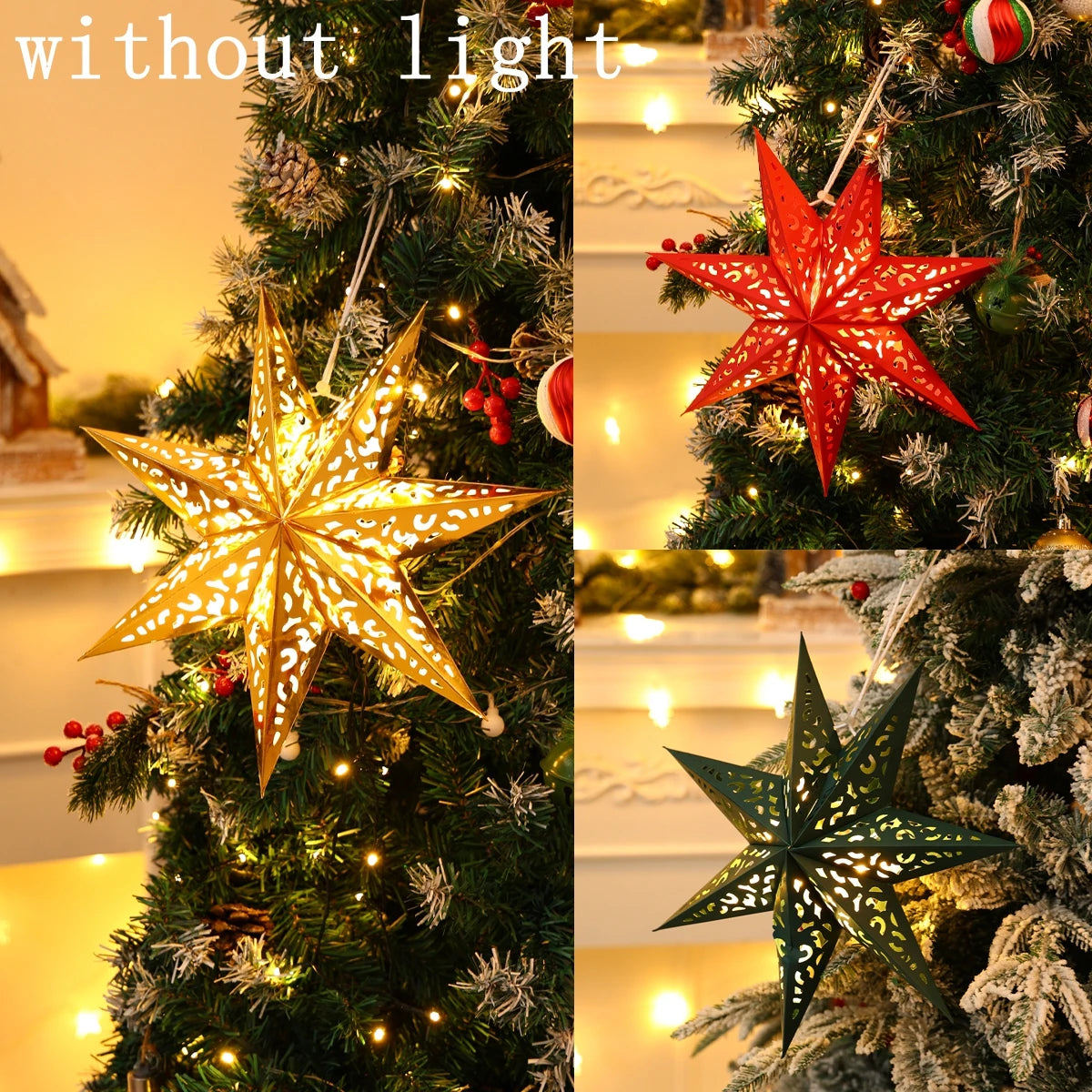 Christmas Paper Star Pendant Merry Christmas Decorations for Home 2025 Navidad Xmas Tree Hanging Lampshades Ornament New Year