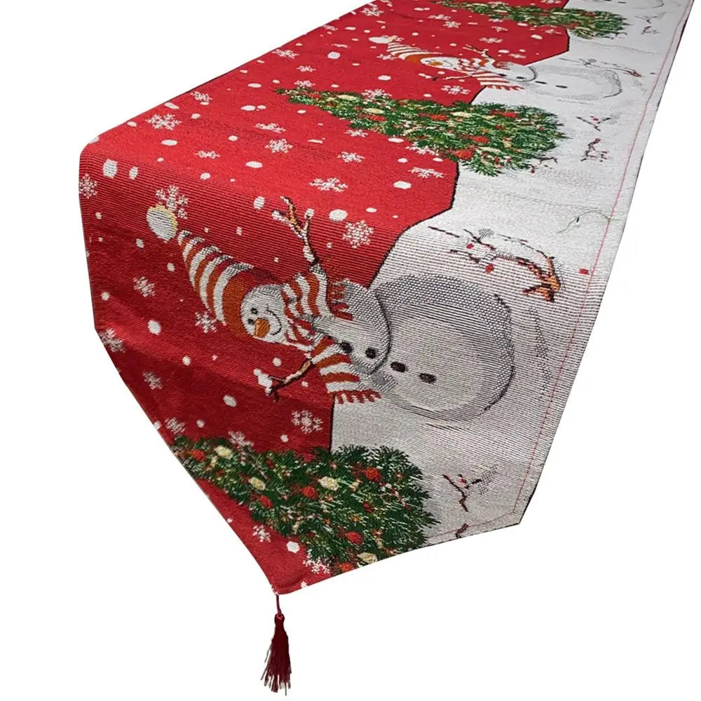 Home Table Kitchen Merry Christmas Party Decoration Snowman Christmas Decoration Table Runner Tablecloth Christmas Table Runner