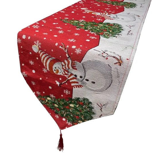Home Table Kitchen Merry Christmas Party Decoration Snowman Christmas Decoration Table Runner Tablecloth Christmas Table Runner