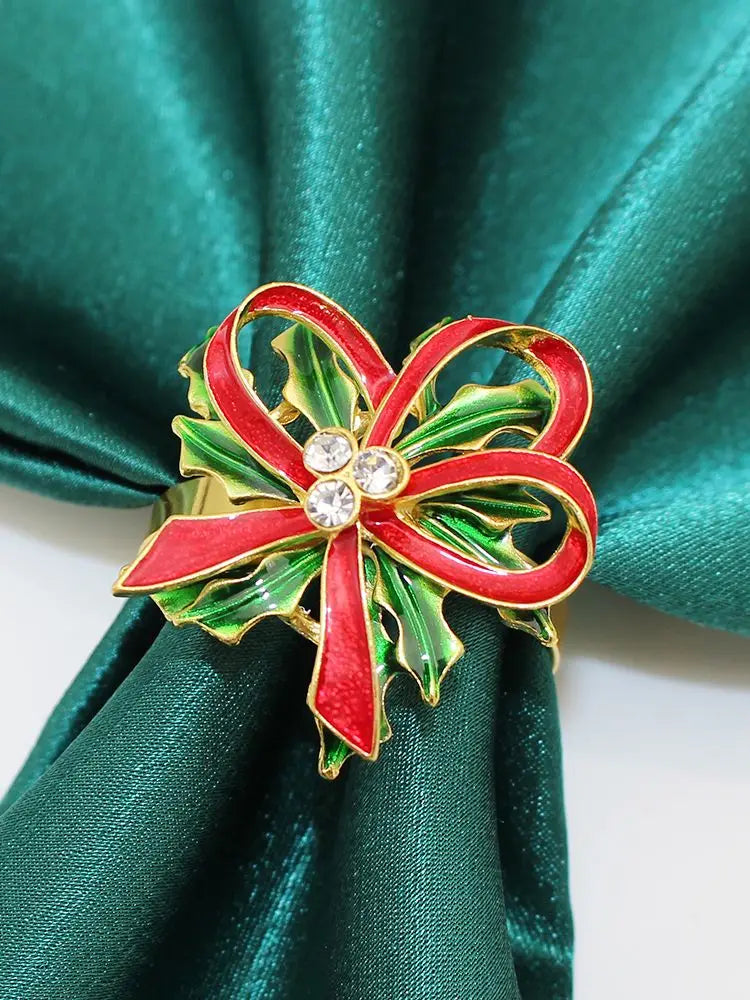 6Pcs Christmas Napkin Rings Xmas Pine Cone Wreath Car Napkin  Buckle for Christmas Wedding Party Table Decoration HWC255