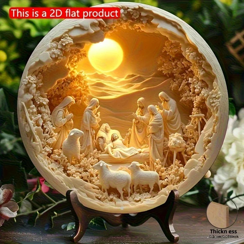 Christmas wooden wall decorations, the Virgin Mary, Joseph, the young Jesus and the shepherds, Christmas wall decorations