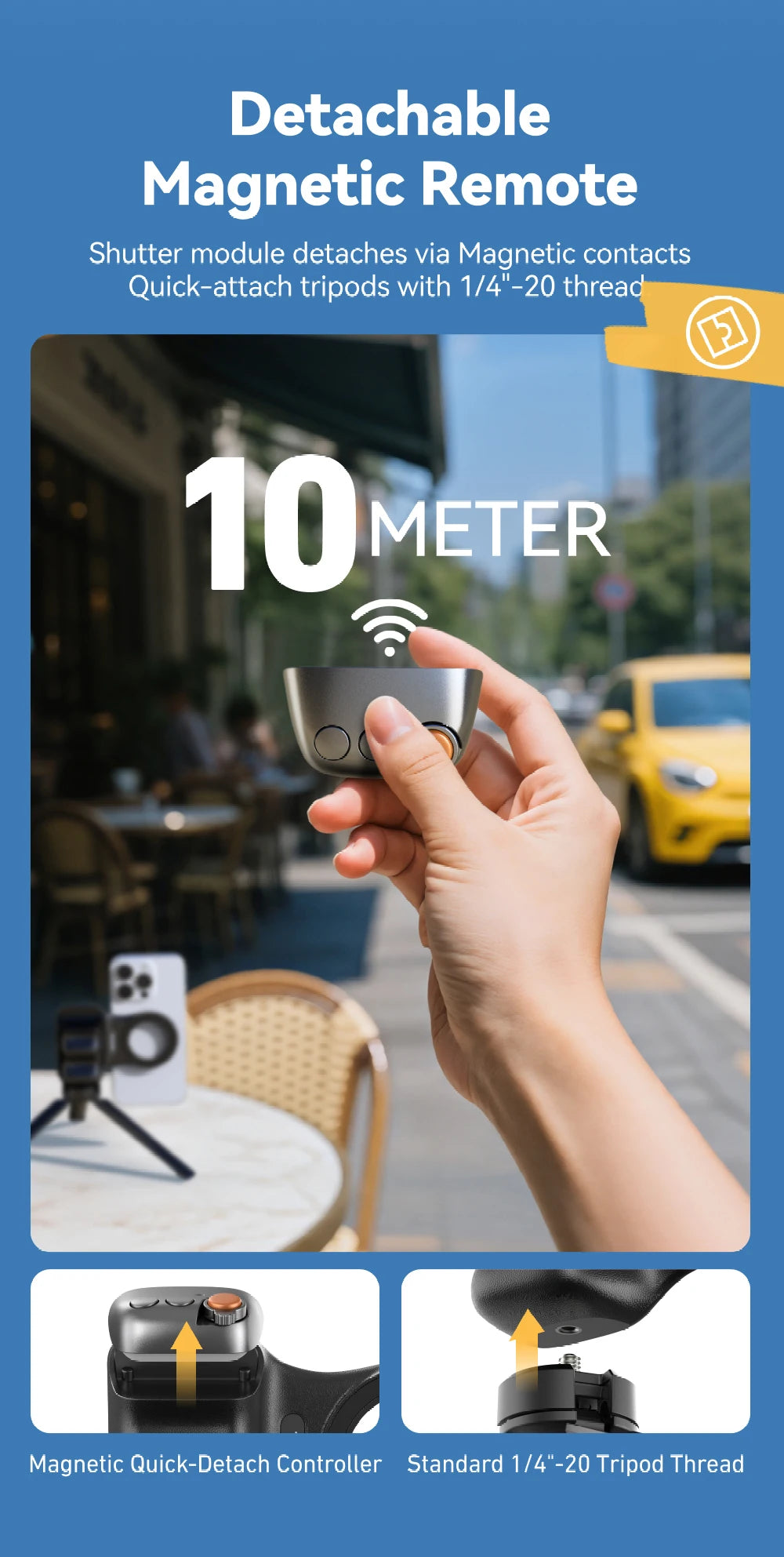 TELESIN Magnetic Phone Camera Shoot Hand Grip Phone Holder Shooting Aid Remote Control Handle for Iphone HUAWEI SAMSUNG Phone