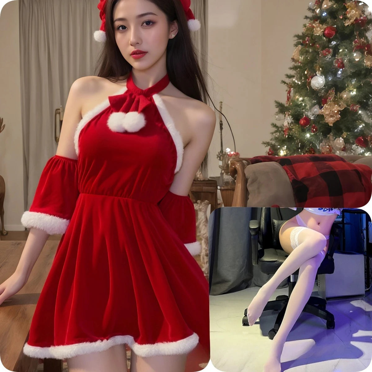 Christmas Sex Underwear Temptation Skirt Uniform Perspective Pure Desire Sex Fun Pajamas Robe Set