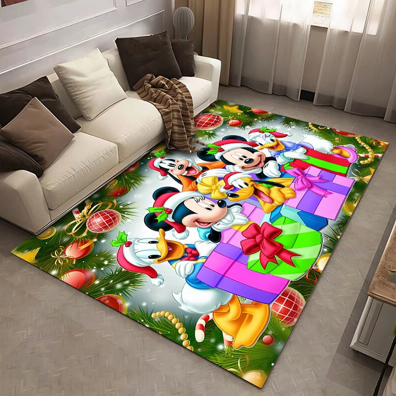 Christmas Disney Mickey Mouse Carpet for Living Room Home Decor Large Area Rug Bedroom Floor Rug Non-slip Easy Washable Mat