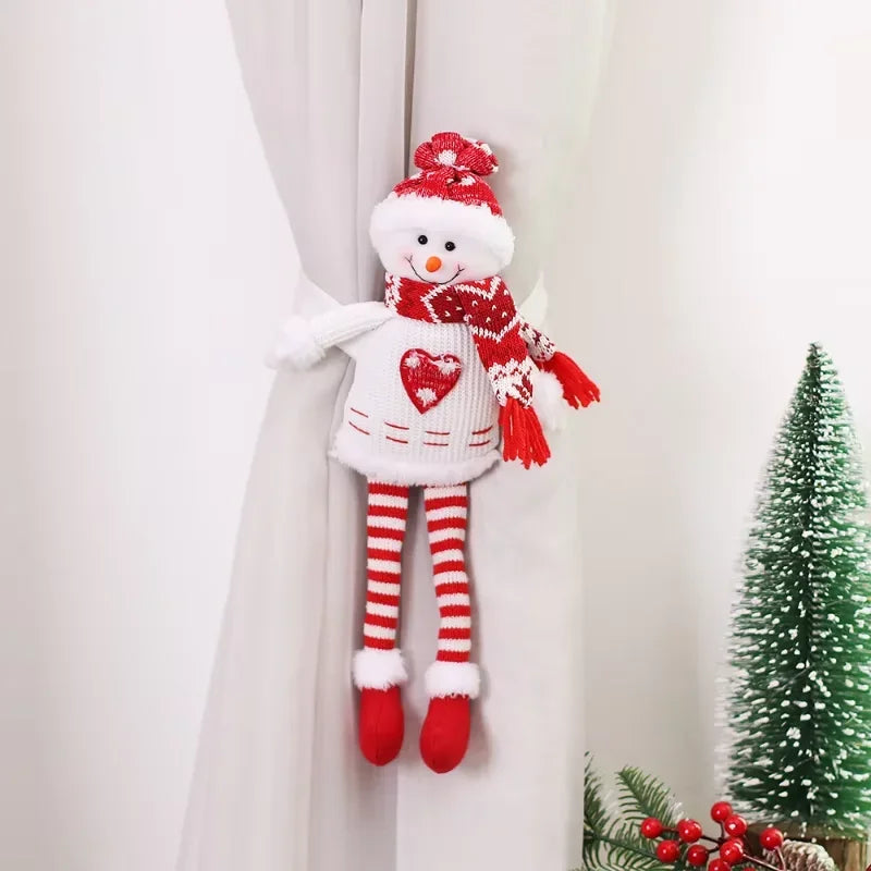 Christmas Curtain Decoration Christmas Doll Santa Claus Elk Snowman Home Ornaments Christmas New Year Party Decorations Gifts