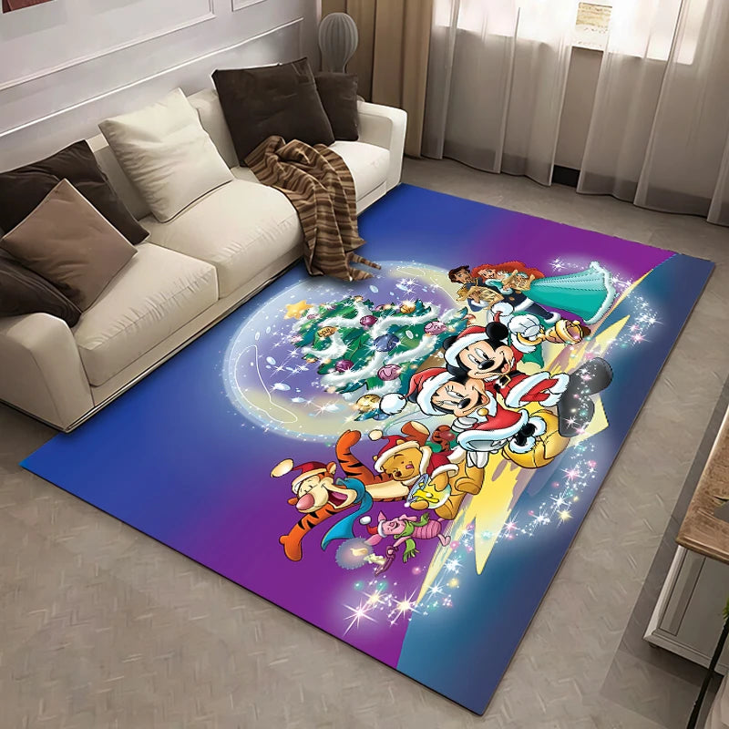 Christmas Disney Mickey Mouse Carpet for Living Room Home Decor Large Area Rug Bedroom Floor Rug Non-slip Easy Washable Mat