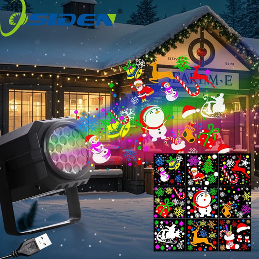 NEW Christmas Projector Lights Outdoor Holiday Laser 16 Pattern Slide LED Projection Lamp for Indoor Party Christmas Decoration