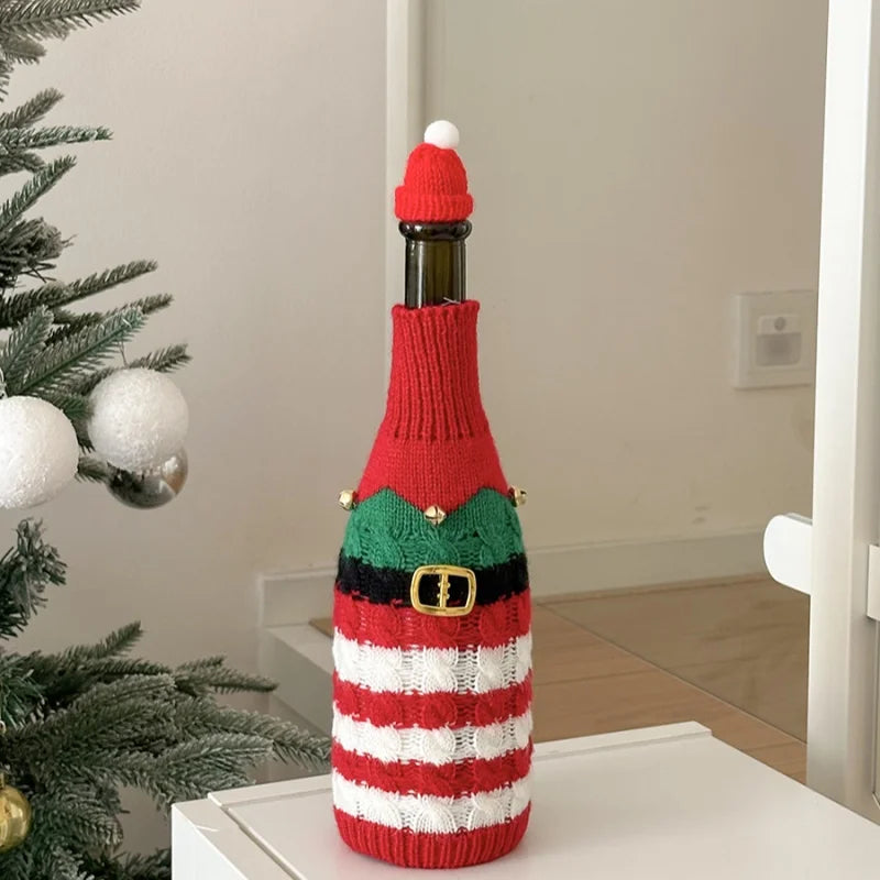 Christmas Supplies Christmas Home Decorations Knitted Wine Bottle Cover for Red Wine Champagne Bottles Restaurant Party Supplies