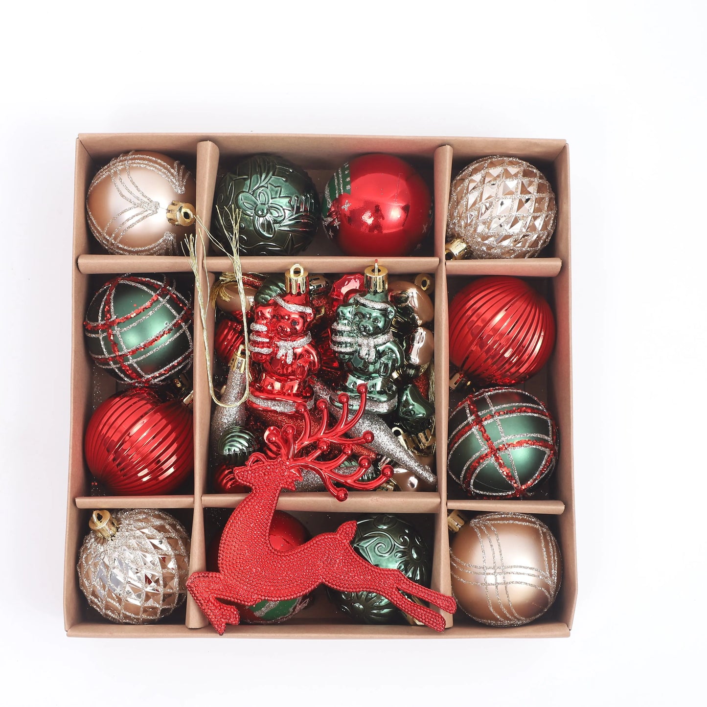 42pcs/16pcs Xmas Gift Christmas Ball Set Unique Shaped Painted Christmas Tree Ornaments Reindeer Decorative Hanging Ornaments