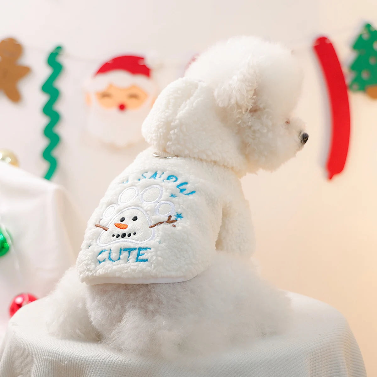Pet Clothes Cute Merry Christmas Puppy Clothes Fleece Coat Claws Snowman Dog Autumn and Winter Coat
