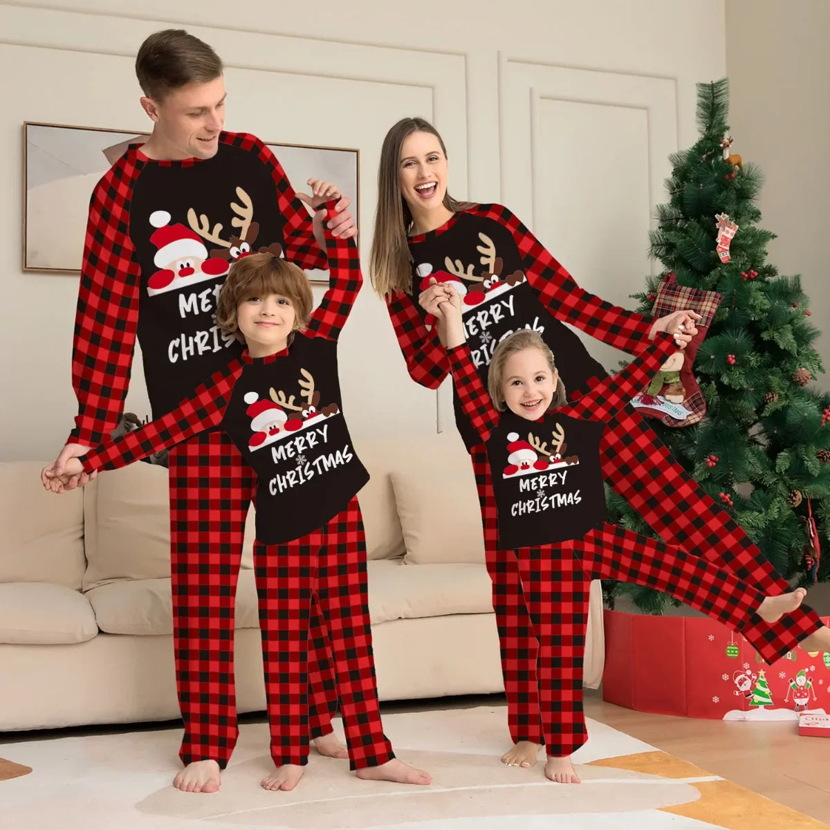 Christmas Family Pajamas – Santa Claus Print Matching Sleepwear for Men & Women