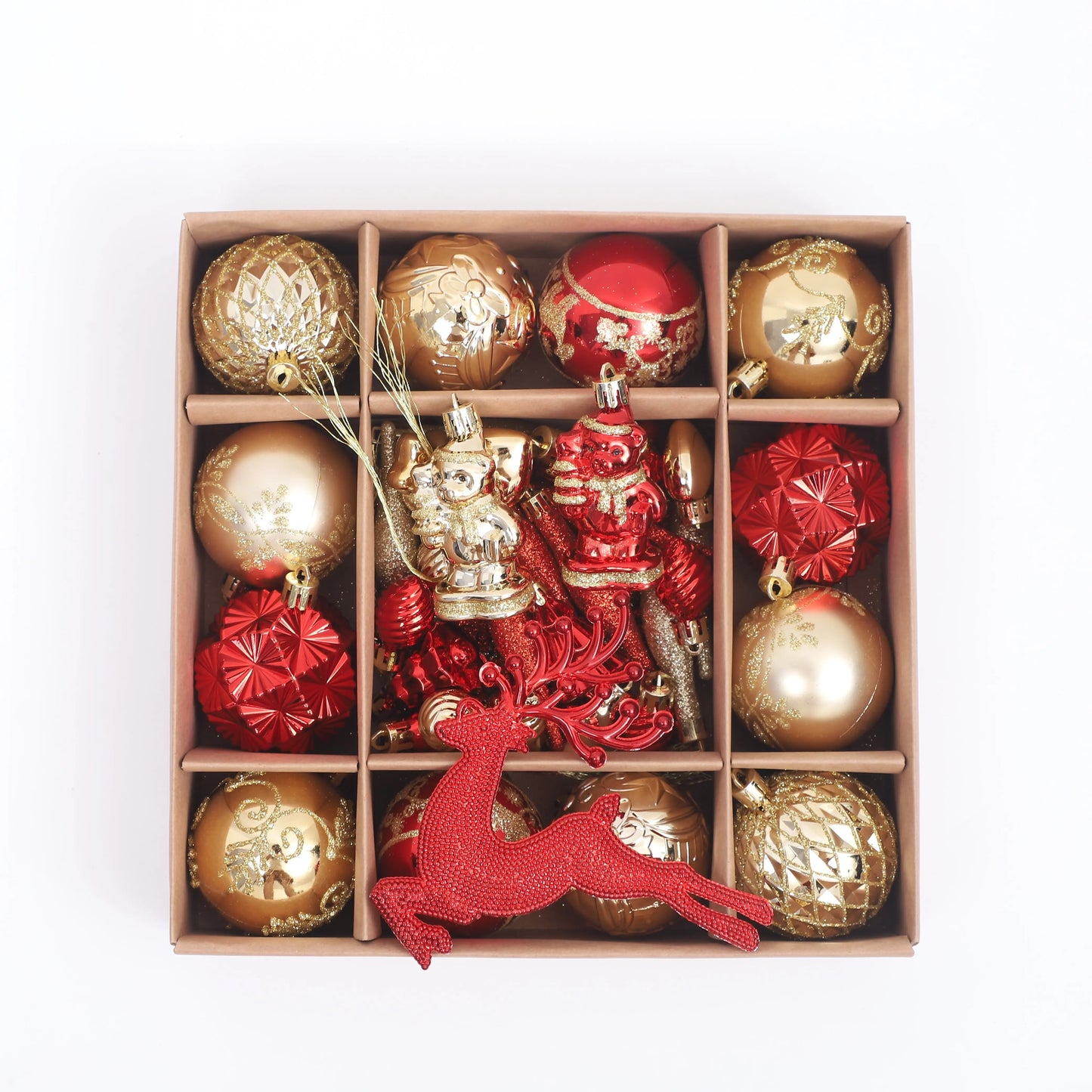 42pcs/16pcs Xmas Gift Christmas Ball Set Unique Shaped Painted Christmas Tree Ornaments Reindeer Decorative Hanging Ornaments