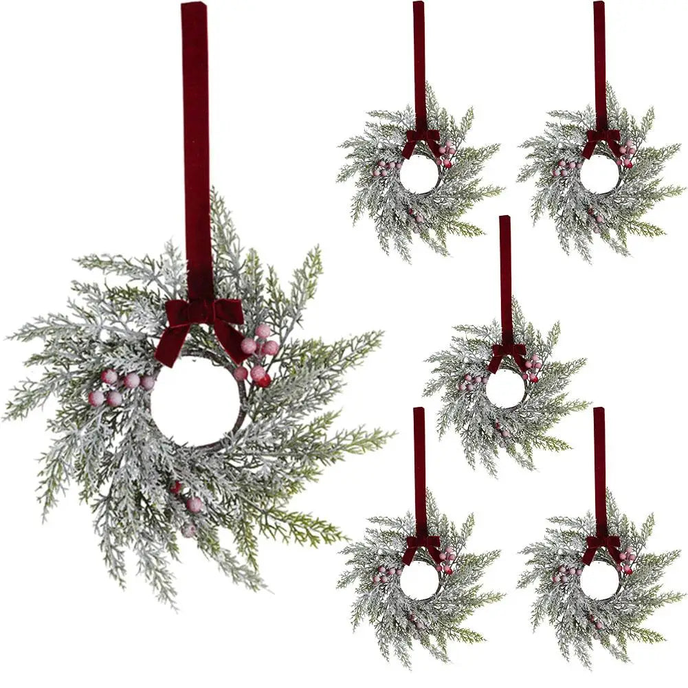 Christmas Kitchen Cabinet Wreaths With Bow Ribbon Hanging Cabinet Doors Wreaths Decor Kitchen Window Outdoor Indoor Holiday