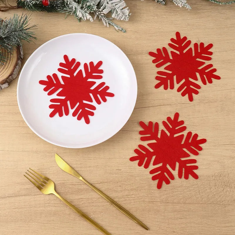 12pcs Christmas Felt Cutlery Holders with Tree Snowflake Design Merry Christmas Decoration for Home 2025 Navidad Natal New Year