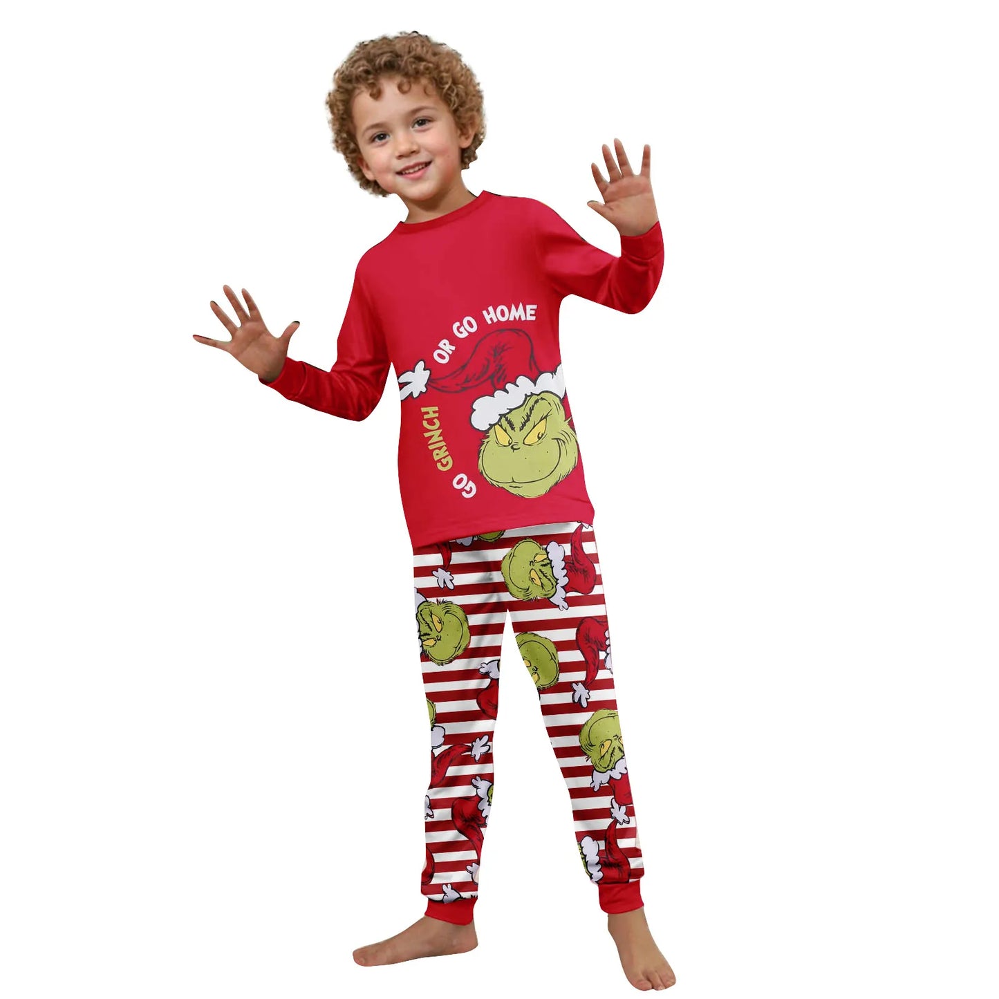 Christmas Print Cute Family Set Pajamas, Home Clothes, Family Set Long Sleeve Top Pants Set
