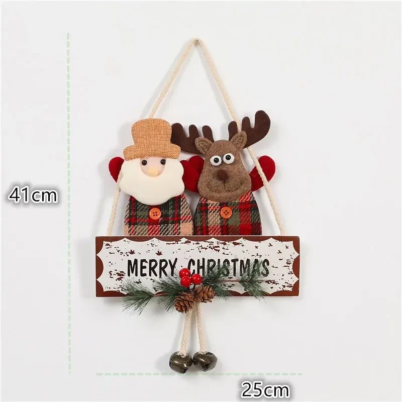 Christmas Decoration Door Hanging Creative Elderly Snowman Elk Bell Display Window Pendant Holiday Gift Scene Decoration