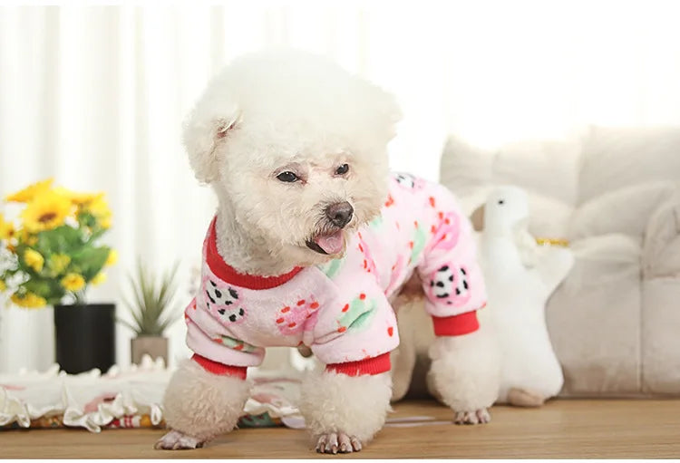 Christmas Pet Dog Pajamas for Cat Clothes Warm Pyjama Jumpsuit for Small Dogs Sleepingwear Winter Flece Pet Chihuahua Coat 강아지옷