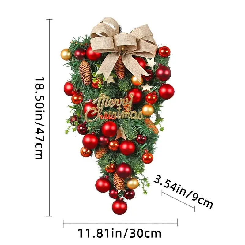 Christmas Decoration Balls, Upside Down Tree Ornaments, Creative Window Display Decorations, Bow Vine Door Hanging