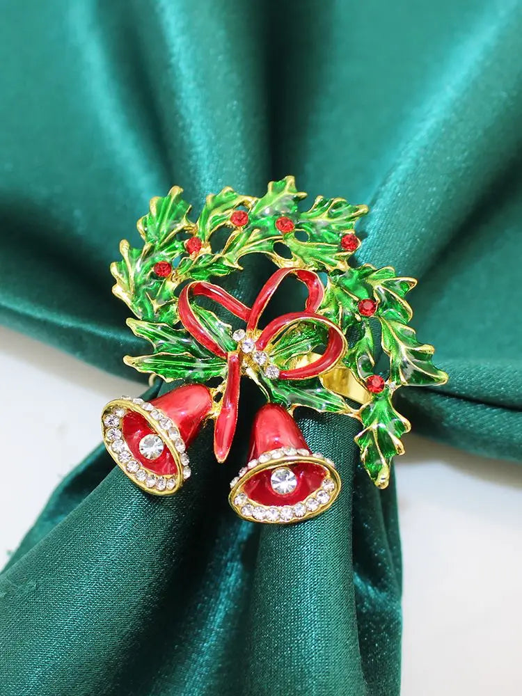 6Pcs Christmas Napkin Rings Xmas Pine Cone Wreath Car Napkin  Buckle for Christmas Wedding Party Table Decoration HWC255