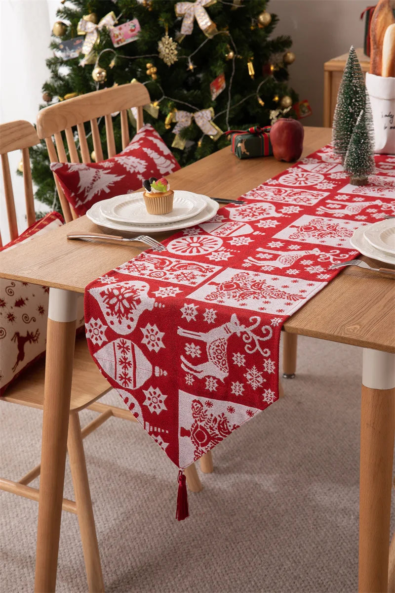 Christmas Table Runner Soft Durable Seasonal Winter Xmas Holiday Kitchen Dining Table Decoration for Indoor Outdoor Home Party