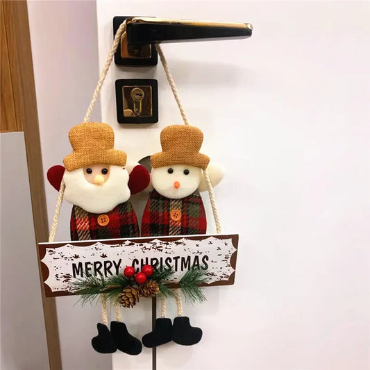 Christmas Decoration Door Hanging Creative Elderly Snowman Elk Bell Display Window Pendant Holiday Gift Scene Decoration