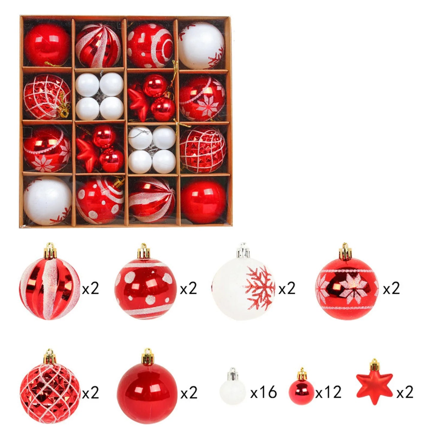44Pcs Christmas Balls Set Decoration Christmas Tree Mixed Balls Hanging Ornament Pendant Christmas Decoration 2025 Navidad Gift