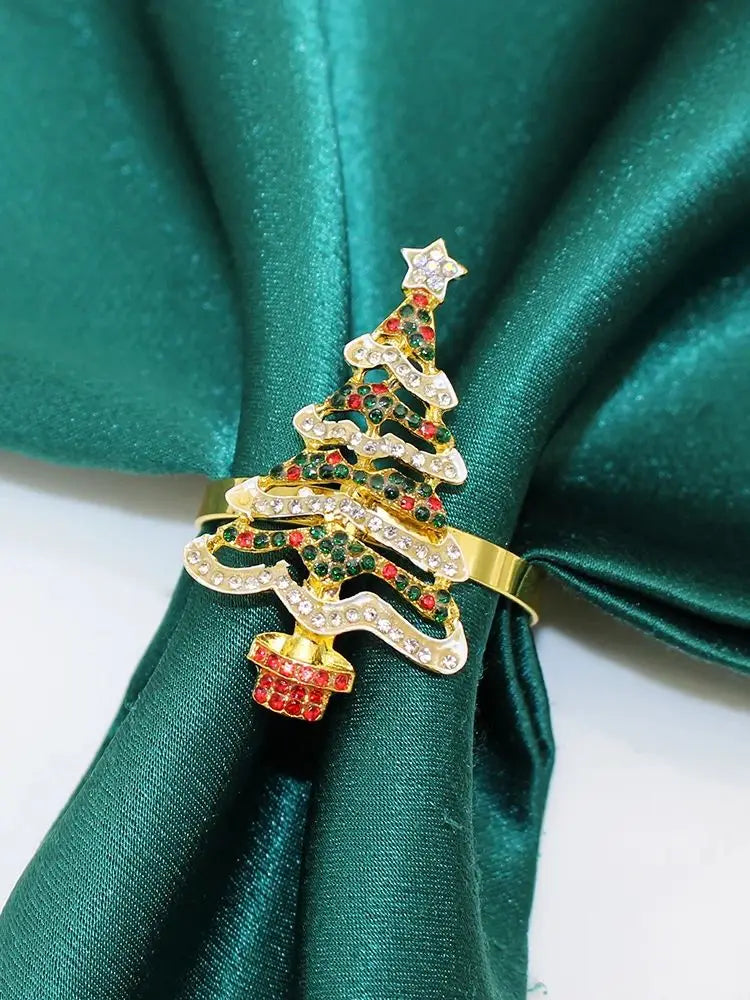 6Pcs Christmas Napkin Rings Xmas Pine Cone Wreath Car Napkin  Buckle for Christmas Wedding Party Table Decoration HWC255