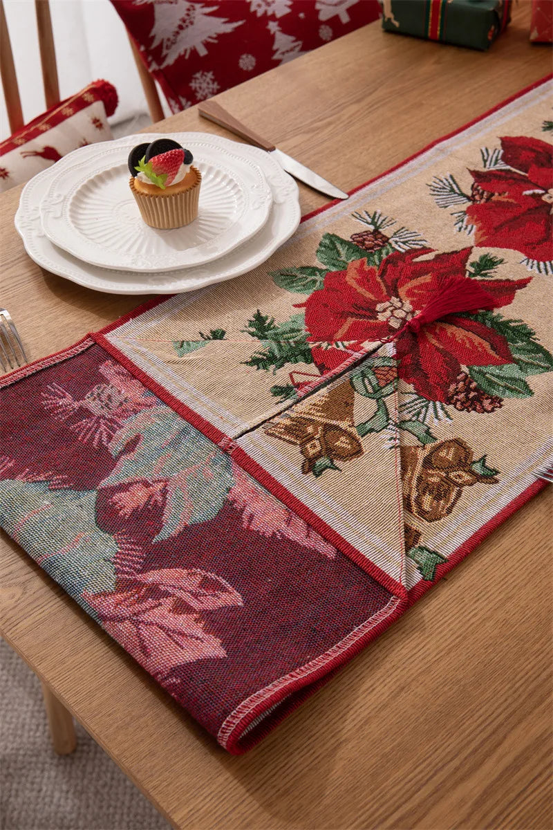 Christmas Table Runner Soft Durable Seasonal Winter Xmas Holiday Kitchen Dining Table Decoration for Indoor Outdoor Home Party
