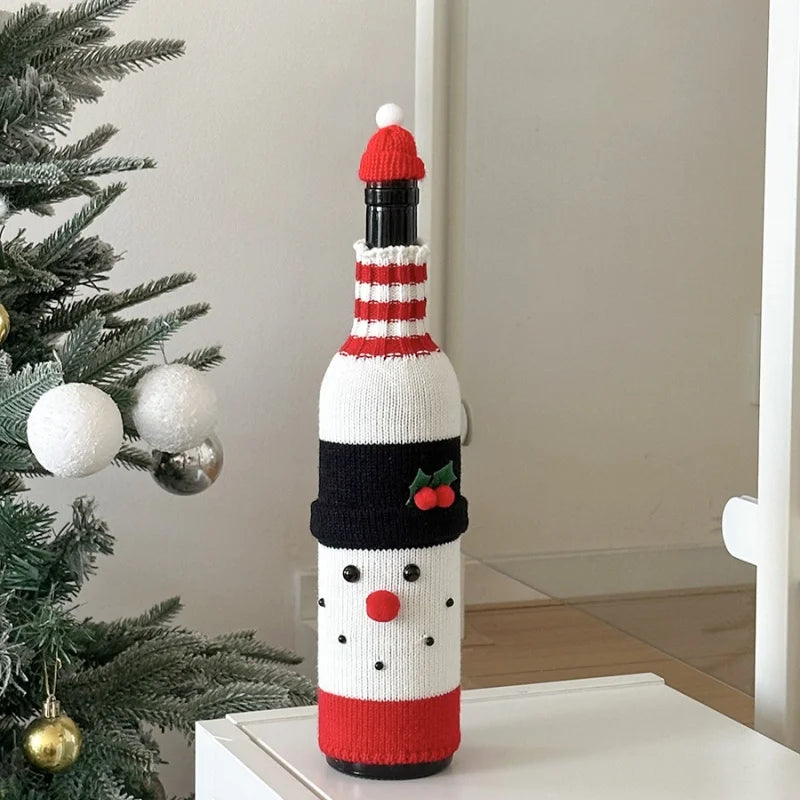 Christmas Supplies Christmas Home Decorations Knitted Wine Bottle Cover for Red Wine Champagne Bottles Restaurant Party Supplies