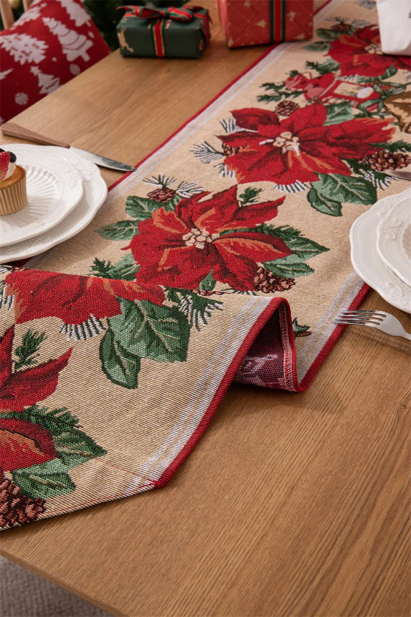 Christmas Table Runner Soft Durable Seasonal Winter Xmas Holiday Kitchen Dining Table Decoration for Indoor Outdoor Home Party