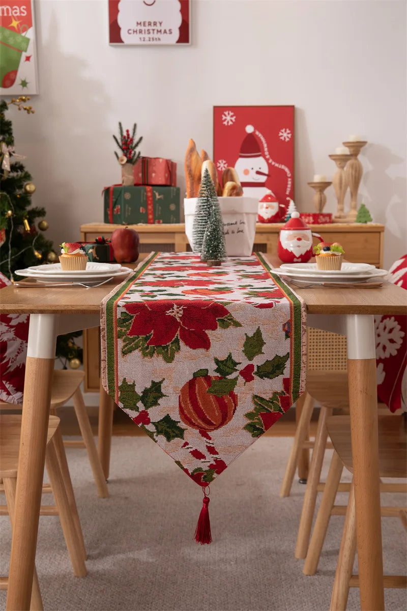 Christmas Table Runner Soft Durable Seasonal Winter Xmas Holiday Kitchen Dining Table Decoration for Indoor Outdoor Home Party