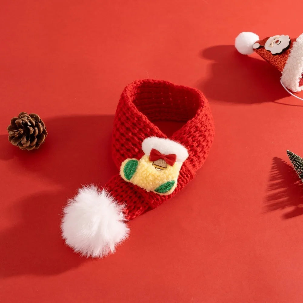 Christmas Cat Hat Cat Knitted Scarf Set Soft Winter Christmas Soft Santa Claus Costume Scarf For Dog Cats Pet Xmas Cat Supplies