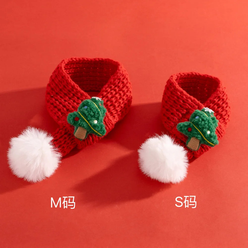 Christmas Cat Hat Cat Knitted Scarf Set Soft Winter Christmas Soft Santa Claus Costume Scarf For Dog Cats Pet Xmas Cat Supplies