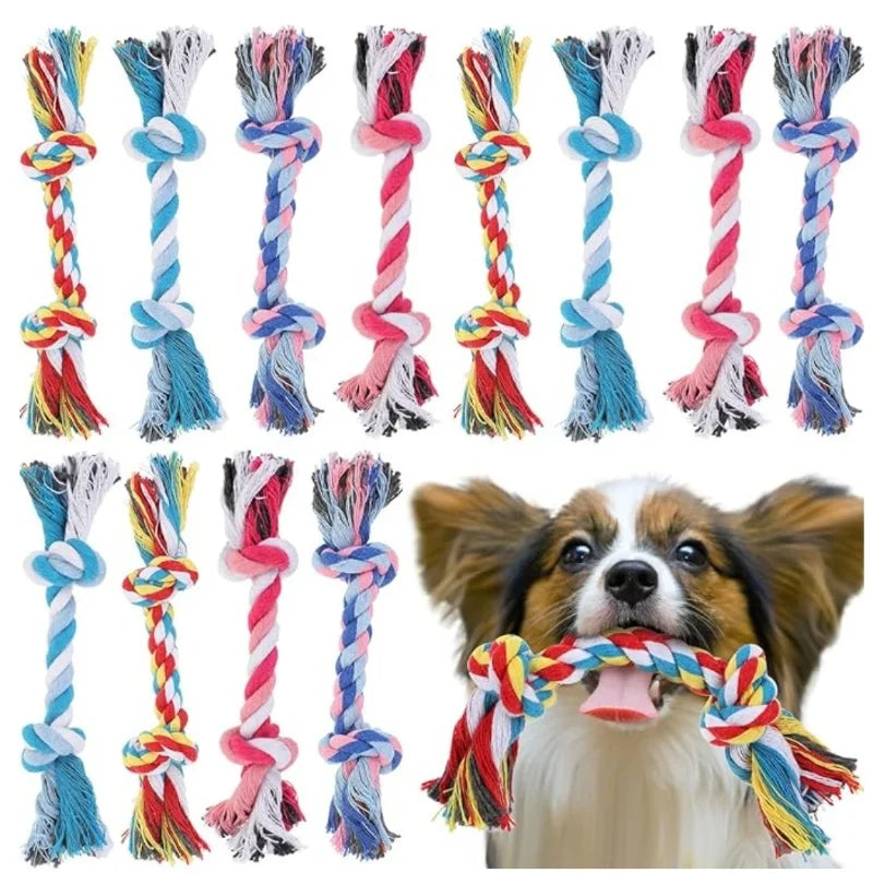 Pets Christmas Supplies Dog Squeakey Chew Toys Cotton Ropes Knot Molar Bite Toy Funny Cute Puppies Interactive Toy Xmas Gift