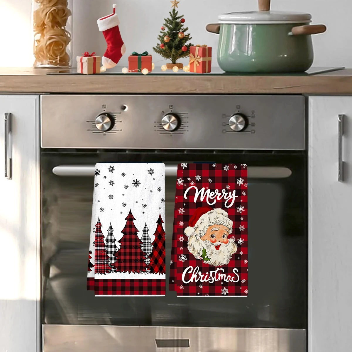 Christmas Kitchen Towels Set of 2 – Merry Christmas Santa Claus Dish Towels