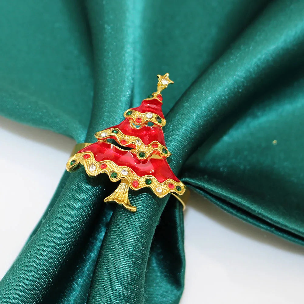 6Pcs Christmas Napkin Rings Xmas Pine Cone Wreath Car Napkin  Buckle for Christmas Wedding Party Table Decoration HWC255
