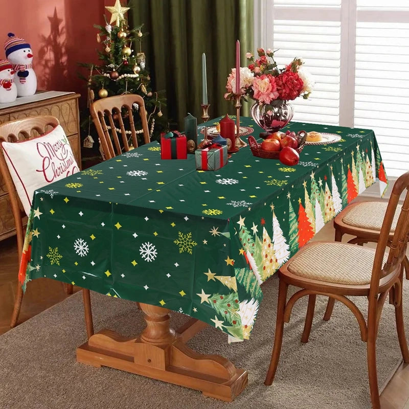 Christmas Tablecloth Christmas Party Decoration 2025 Xmas Table Decor Santa Claus Table Cover Navidad Natal New Year Gift 2026