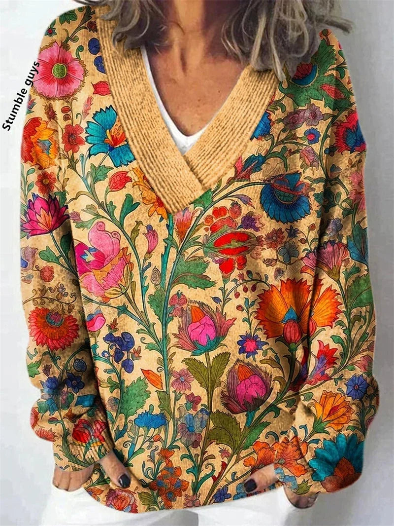 Women's Christmas Sweater Autumn Winter Casual Fashion European American Warm Deer Snowman Dog Print Y2K Knit Top