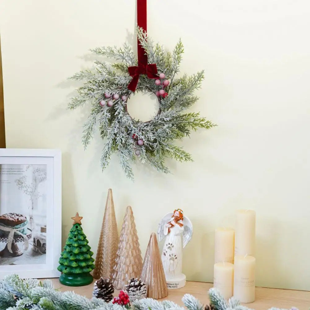 Christmas Kitchen Cabinet Wreaths With Bow Ribbon Hanging Cabinet Doors Wreaths Decor Kitchen Window Outdoor Indoor Holiday