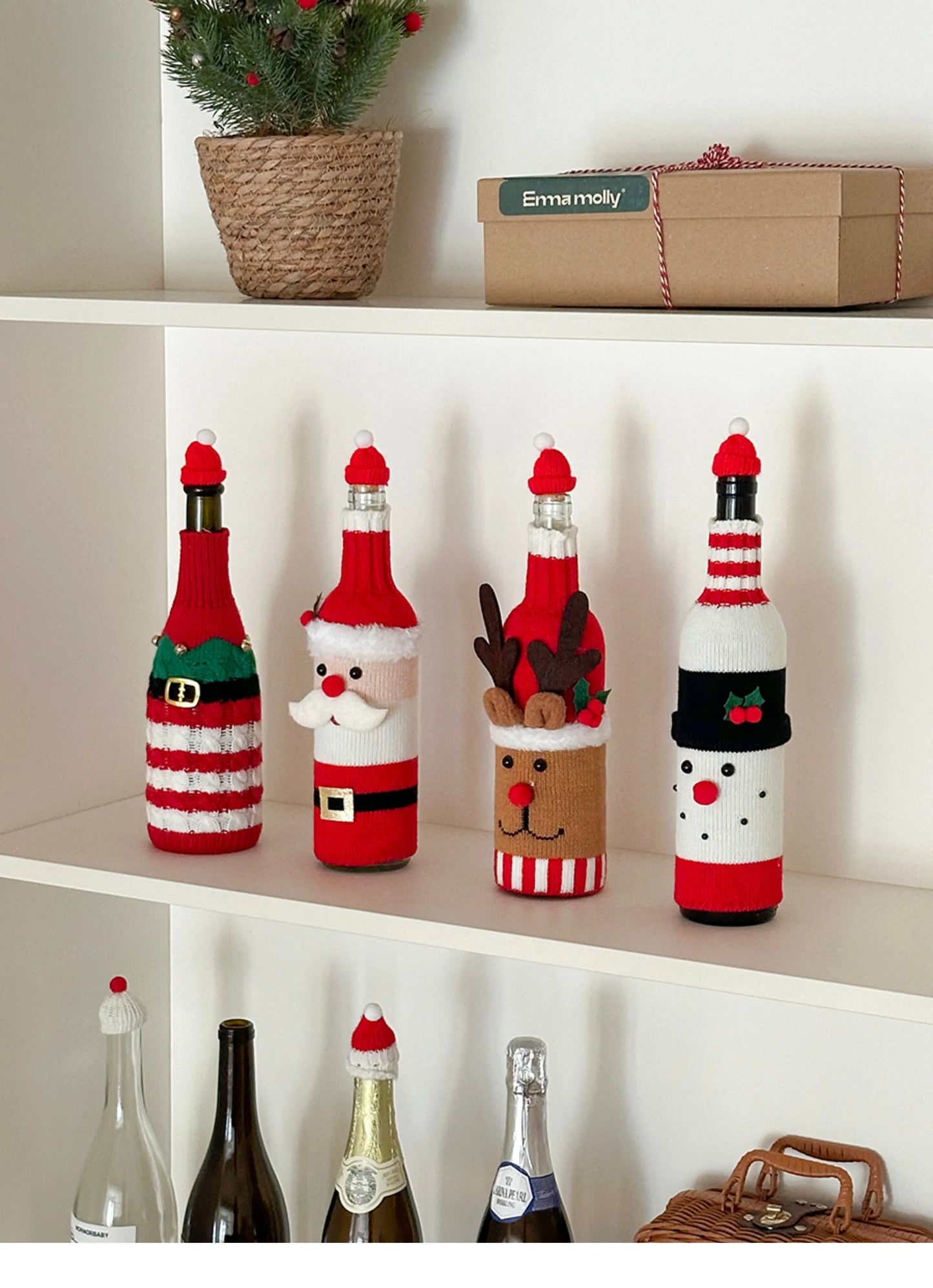 Christmas Supplies Christmas Home Decorations Knitted Wine Bottle Cover for Red Wine Champagne Bottles Restaurant Party Supplies