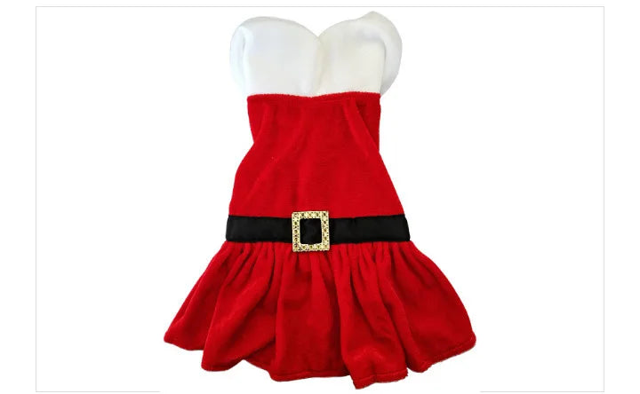 Cute Pet Dresses Christmas Festival Party Costume for Small Dogs Cats Red Princess Skirt Gifts Yorkshire French Bulldog Clothes