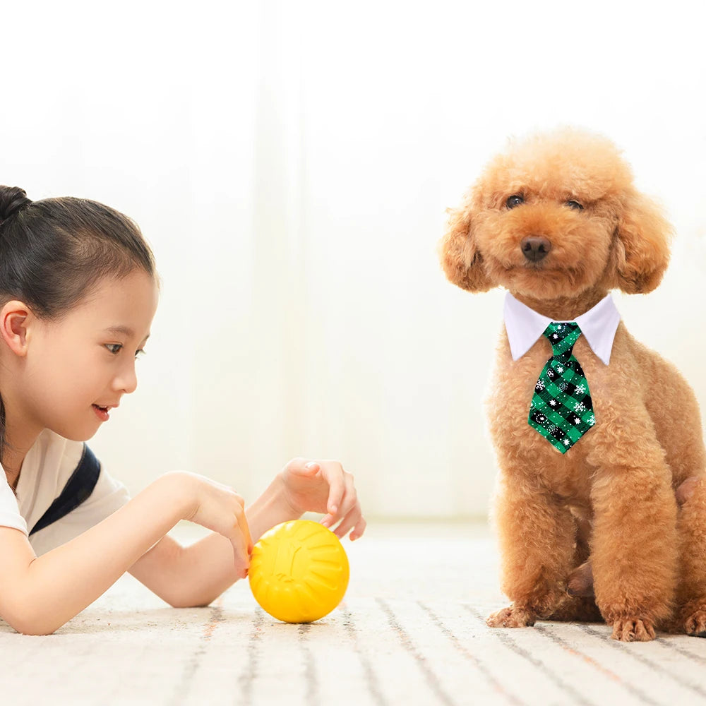 1PC Christmas Neckties For Dogs Winter Classical Plaid Adjustable Dog Collars Pet Dog Grooming Accessories Puppy Bowties