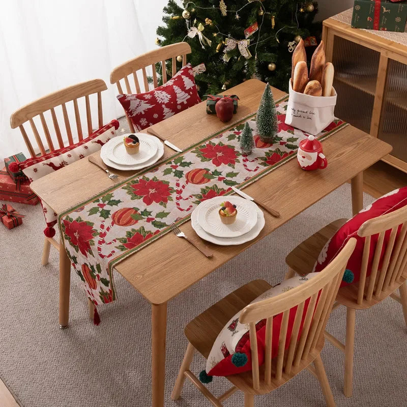 Christmas Table Runner Soft Durable Seasonal Winter Xmas Holiday Kitchen Dining Table Decoration for Indoor Outdoor Home Party