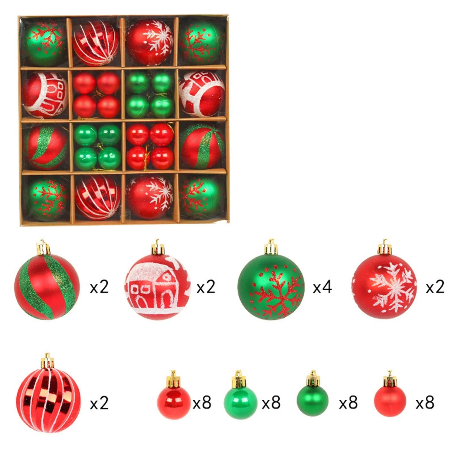 44Pcs Christmas Balls Set Decoration Christmas Tree Mixed Balls Hanging Ornament Pendant Christmas Decoration 2025 Navidad Gift