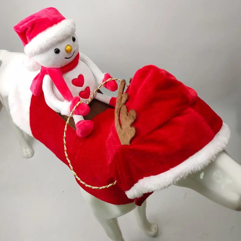 Cat Cute with Snowman Doll Costume Christmas Pet Supplies Dog Coat Pet Dress Up Dog Clothing